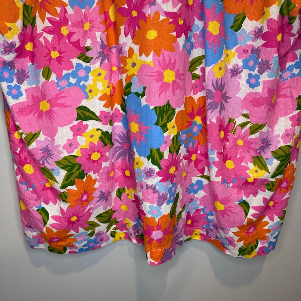 Show Me Your MuMu Parker Button Down Barbie Linen | Pink Orange‎ Floral | SZ M - Picture 9 of 13